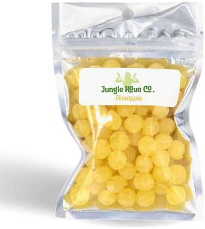 JUNGLE KAVA Co. – Kava Hard Candy Drops/Pinapple | Kava Extract Stress Relief Supplement | Natural Calming & Relaxation Aid | 80 MG Kavaloctones Per Serving | 4oz. Bag