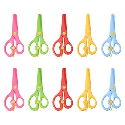 WANDIC Safety Scissors, Set of 10 Plastic Scissors Educational Training for Paper Cut Art Craft Cover