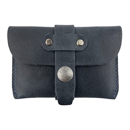 Hide & Drink, Card Holder Handmade from Full Grain Leather - Classy, Professional, Money Organizer, Compact Storage for Debit & Credit Cards - Slate Blue