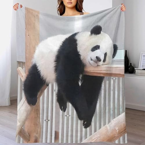 Plaid microfibre panda 3D jeté de salon inaltérable haute densité 150x200cm