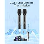 Wireless Microphones,Metal Dual Professional UHF Cordless Dynamic Wireless Microphone System,Rechargeable Microphone Receiver for Karaoke Singing, Wedding, Party, DJ, Speech, Church, Class Use, 240ft - Image 2