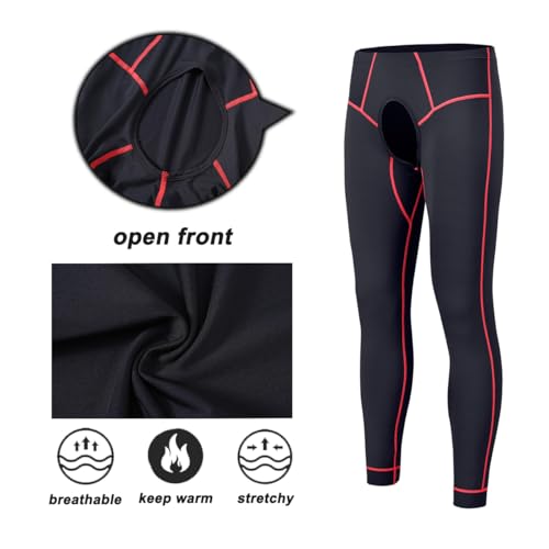 JINSHI Men Thermal Underwear Bottoms Open Front Male Tights Long Johns Compression Pants Base Layer Cold Weather 5