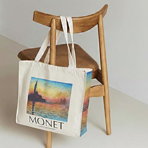 Image of Artsy Canvas Tote Bag for Women | Zipper Closure, Bottle Holder & Keychain Hook | Premium Cotton Canvas Bag for Travel, College, Office | Reusable Shopping Tote Bag Gift