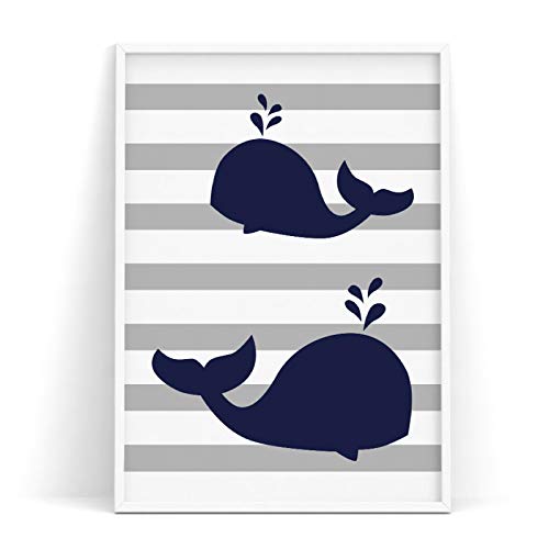 Affiches 60x90cm baleine et ancre pour décorer la chambre de bébé - 4