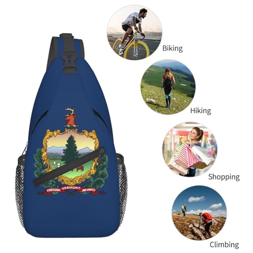 Mochila unisex tipo bandolera con diseño de bandera de Vermont miniatura 6