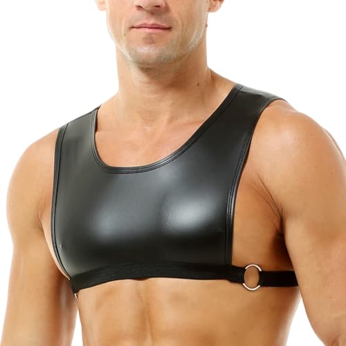 Camiseta de tirantes masculina aspecto cuero para festivales y conciertos de moda urbana