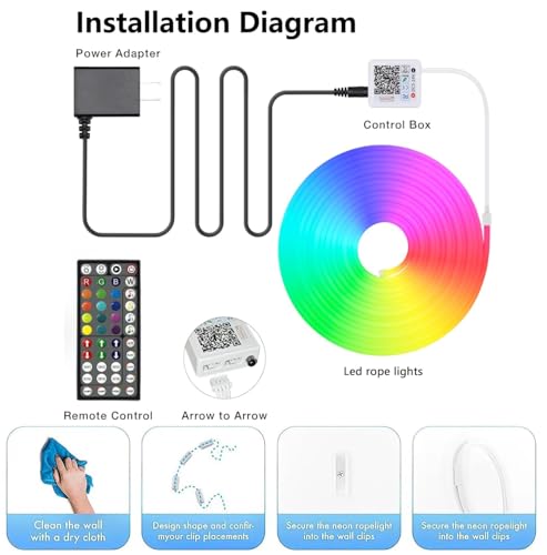 Image of Keepsmile 5 Meter Neon Light Strip - RGB Smart LED Rope Light with App & Remote, Waterproof Neon LED Strip Light for Room Decor, Gaming, Music Sync DIY Neon Sign Board (Rope)
