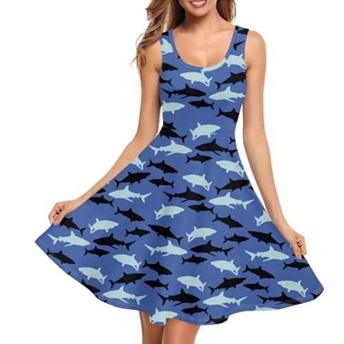 Image of Women Stylish Tank Dresses Sleeveless Round Neck Midi Casual Dress with Pocket for Summer