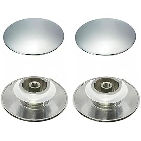 FASTROHY 2Pcs Chrome Basin Waste Easy Pop Up Bathroom Sink Drains Push Button Click Clack Plug 66mm Easy to Use Cover