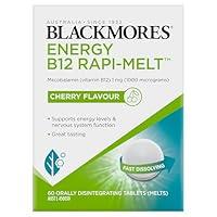 Blackmores Energy B12 Rapi-Melt | Supports energy levels and nervous system function | Cherry flavour | 60 melts