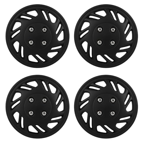 SCITOO 4-Piece 15-Inch Black hubcaps, universally Adaptable to Cars, Trucks, SUVs, Simple to Mount, Elegant Design, rustproof