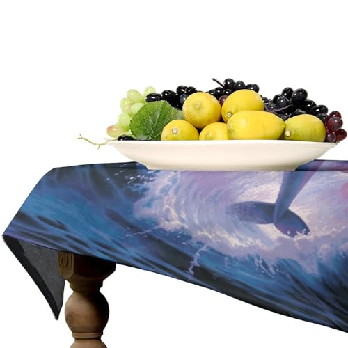 Nappe de table rectangulaire pour décoration de cuisine et repas de famille azur