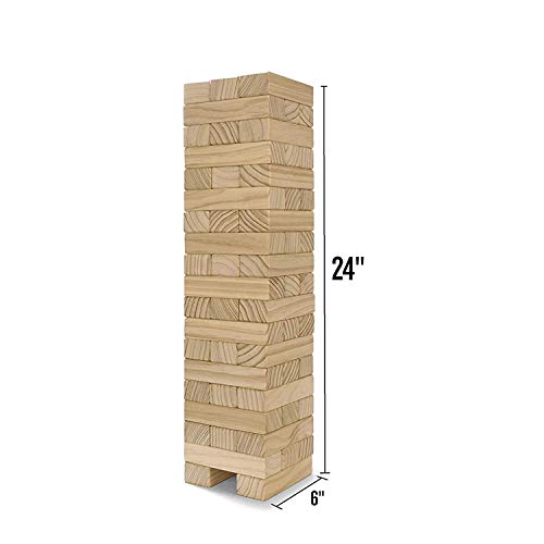 Yard Games On The Go Large Tumbling Timbers Wood Tower Stacking Outdoor Party Game with 56 Premium Pine Blocks and Nylon Carrying Case (2 Pack) - Thumbnail 3
