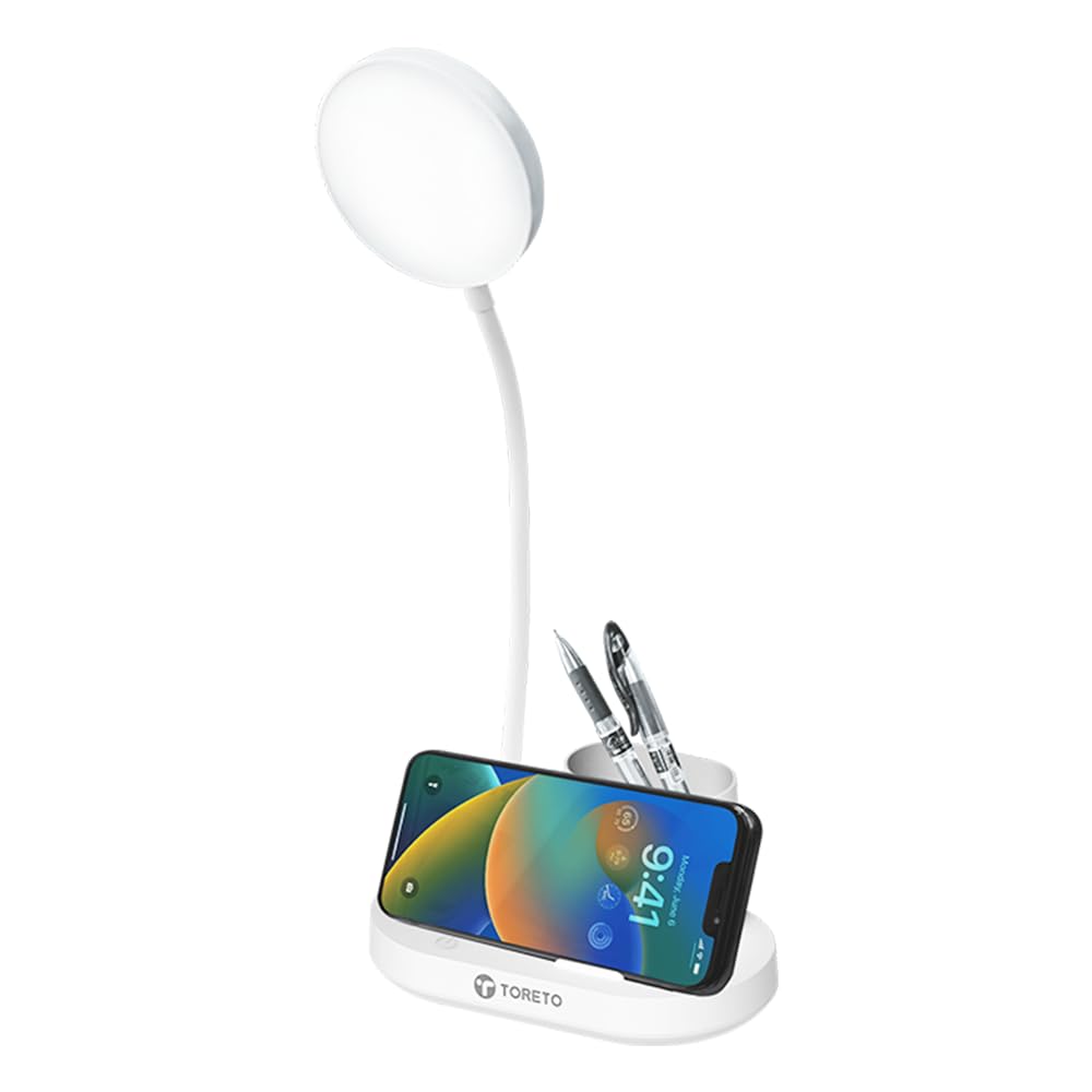 Toreto Madrid Portable Rechargeable LED Desk Lamp with Desk Organiser, Mobile Stand & Pen Holder, Eye Protection Soft Light, Type-C Charging, Fully Rotatable Design-image-15