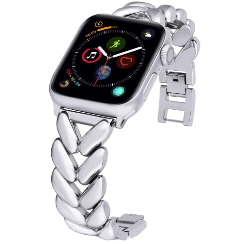 Image of VISOOM Bracelet Compatible for Series 11 /10 /9 /8 /se Apple Watch Band 46 /45 /44 /42 /41 /40 /38mm Series 7 /SE Women Dressy Luxury Wristband Jewelry Metal Watch Strap for iWatch Series 6 /5 /4 /3 /2 /1