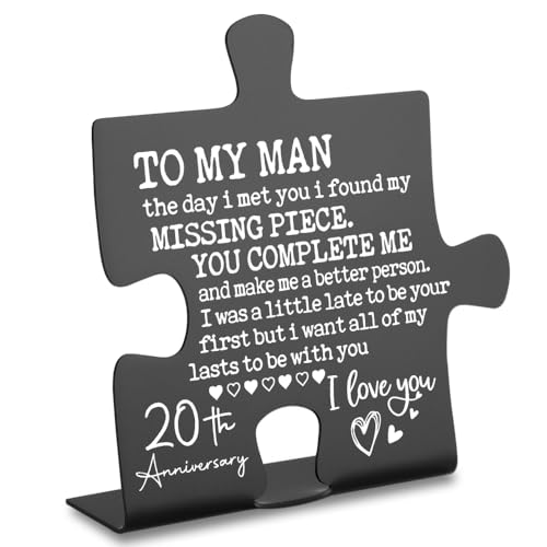 20 Year Anniversary Plaques Gifts for Men Husband from Wife, Laser Engraved “You...