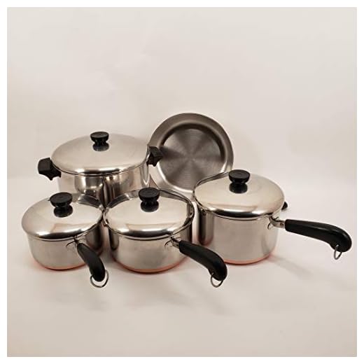Set of Four Vintage Revere Ware Copper Clad Cookware
