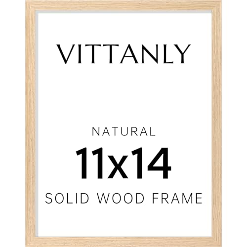 Vittanly 11x14 Picture Frame Solid Wood Frame with Plexiglass Natural