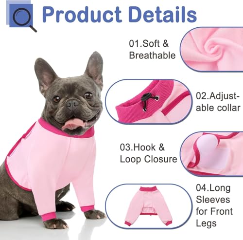 Image of KOESON Dog Recovery Sleeve for Front Legs with 100% Cotton Fabric, Soft & Breathable Dog Surgery Recovery Suit, Adjustable Elbow Protector for Dogs, Pet Long Sleeve Shirt for Front Legs, Pink M