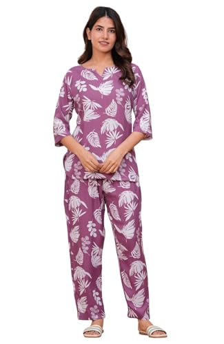 Image of Women's Printed Night Suit of Kurti & Pajama Set Women Night Wear Set