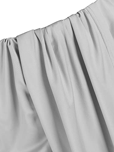 Zaful Women's Casual Long Sleeve Two Piece Dress Set Crewneck Crop Tops And Sexy Split Ruched Maxi Skirt Outfits Suiting (O-Light Grey,S) #TOP5