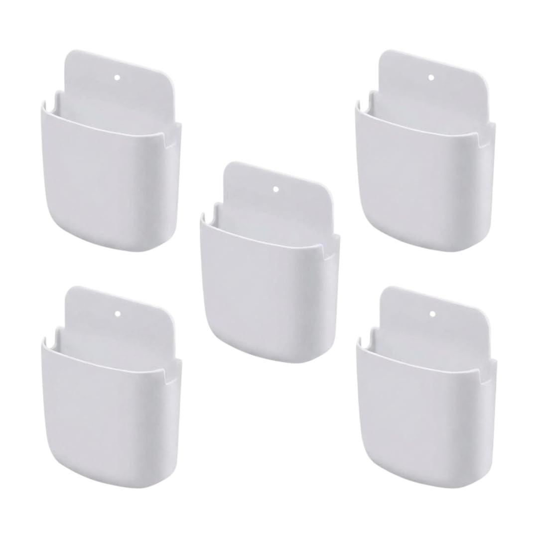 Wall Mounted Adhesive Remote Control Stand Mobile Phone Holder for Charging AC/TV Storage Box for All Smartphones| Pack of 5 (Whit)-image-41