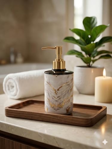 Image of Italian Design Liquid Soap Dispenser| Sanitizer Dispenser | Lotion Dispenser | Shampoo Dispenser | Handwash Bottle | Metallic Grey Finish, 350ml (White Gold)