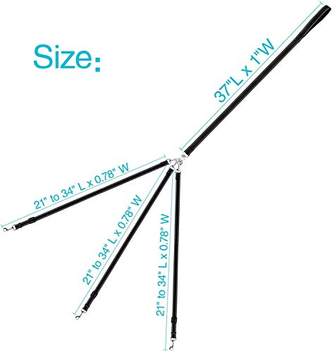 Heavy Duty Tangle Free 3/Three Way Dog Coupler Leash With Padded Handle,Reflective Triple Braid Split Lease Pet Leash For Walking 3/2/1 Medium Large Dogs Training (Muticolor) #TOP2