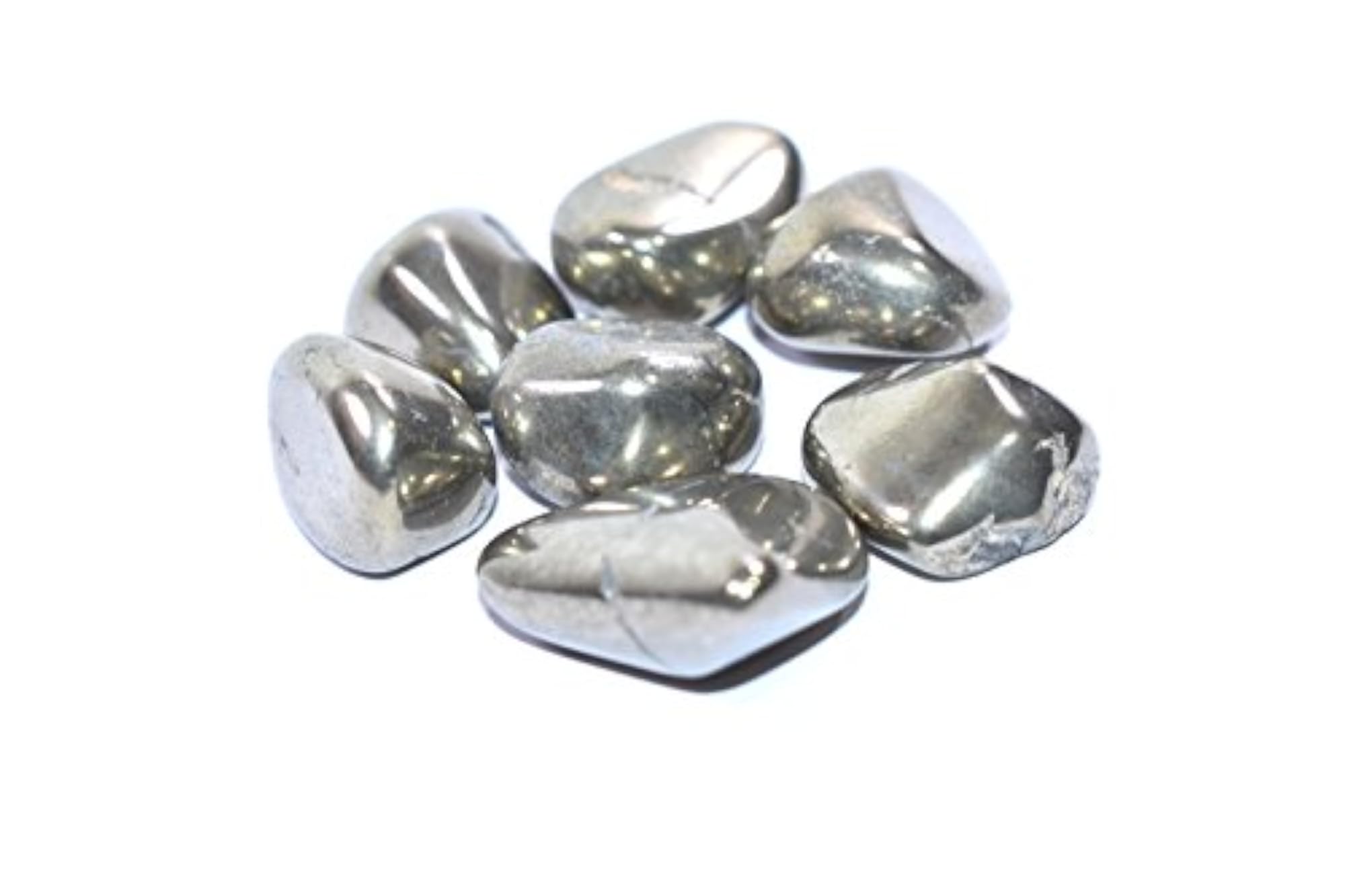Natural Pyrite Tumbled Set of 7 Healing Stones for Meditation