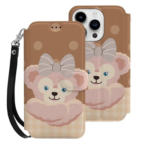 ダッフィーフレンズ iPhone15 Pro用ケース 手帳型 財布型 スマホケース カード収納 PUレザー おしゃれ アイフォン15 Pro用ケース 全面保護 マグネット式 耐衝撃 脱着簡単