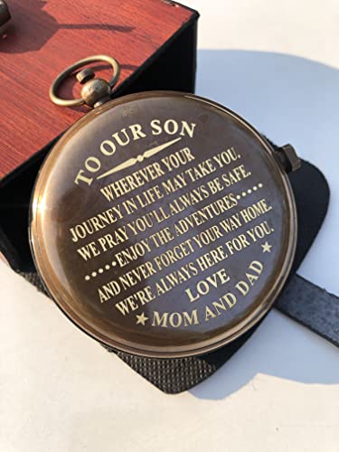 Brújula de latón portátil personalizada para hijo miniatura 6