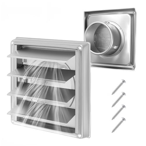 Opiniones y reviews de Secadoras por ventilación de esta semana. 44 Cubierta de Ventilación Pared Cuadrada Acero Inoxidable, Rejilla de Ventilación para Secadora Extractor 3.7Pulgada, Respiradero de Conducto Salida Aire Pantalla de Insectos Wall...