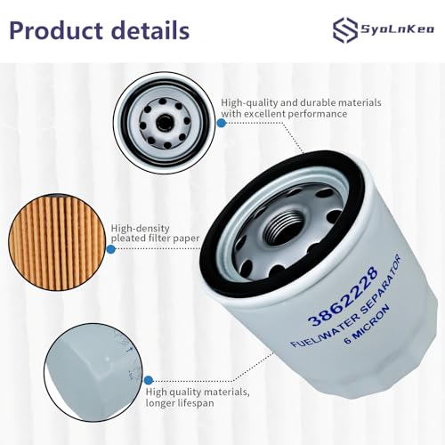 Image of (1 Pack) 3851218 3852413 3862228 Fuel Filter Fuel Water Separating Filter For Volvo Penta 4.3, 5.0, 5.7, 5.8, 7.4, 8.1, 8.2 carbureted & fuel injected engines