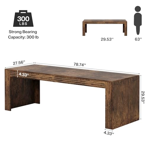 Image of Tribesigns 79-Inch Extra Long Desk Set of 2, Two Person Double Desk for Home Office, Wooden Long Computer Desk Writing Table for Office, Vintage Brown