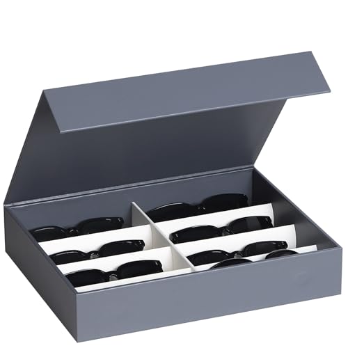 Image of AUTOARK Leather 8 Slot Sunglasses Organizer,Eyeglasses Holder for Men Women,Multiple Glasses Display Case,Light Blue,MKAW054