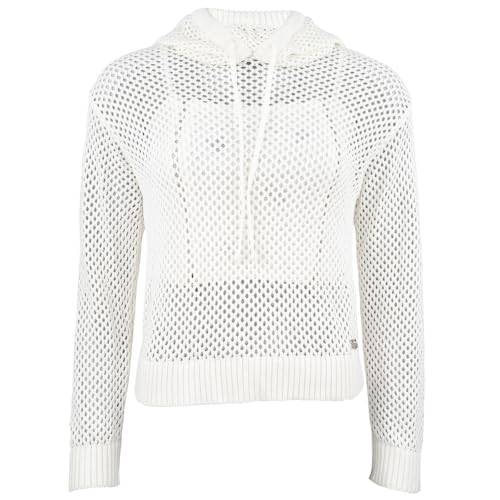 Roberto Geissini Kapuzen- Netzpulli Summer- Luftiges Mesh- Oberteil mit Logo- Bund
