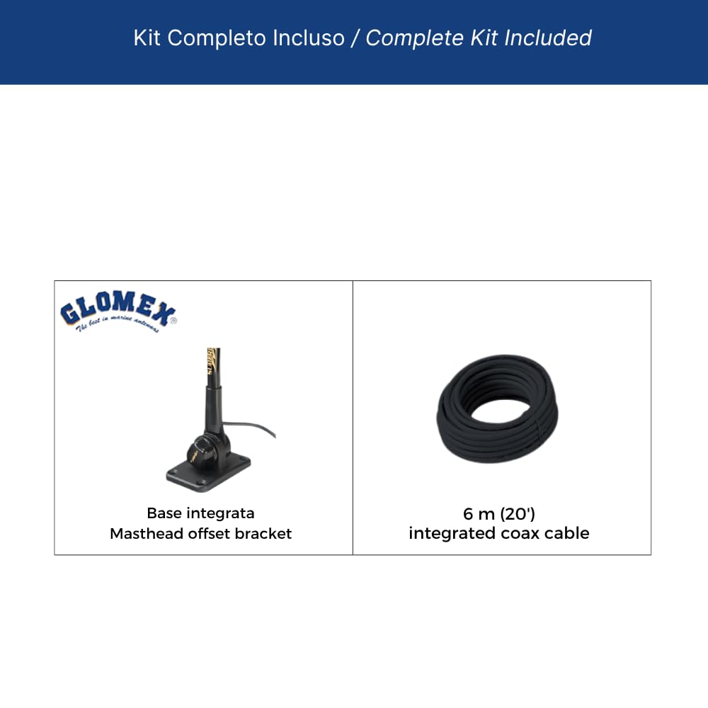 Glomex – Antenne VHF Marina 6 dB 1,4 m Black Edition, modèle SGV140BK (Ibiza) – Haute performance, design noir, pour yachts et bateaux premium
