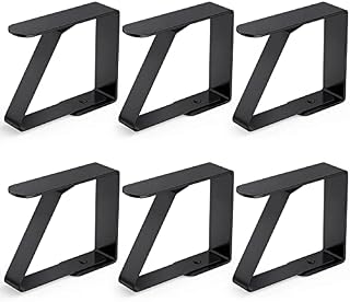 ERBO Zestaw 6 spinaczy do obrusów, ze stali nierdzewnej, uchwyty na obrusy, klipsy do grubych stołów, stołu ogrodowego, restauracji, rodzinnego stołu jadalnego - czarne, 5 x 4 cm