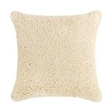 OJIA Deluxe Home Decorative Super Soft Plush Faux Fur Throw Pillow Cover Cushion Case (24 X 24 Inch, Beige)