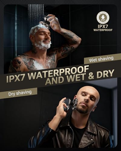 Image of Head Shaver for Bald Men, 7D Floating Electric Razor, Close Smooth Shave for Head, Flexible Heads, Replaceable Blade, IPX7 Waterproof Wet Dry Use, LED Display, USB Charging