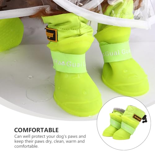 POPETPOP Doggy Shoes 4 Pcs waterproof pet s pet shoes dog rain footwear dog paw rain protector dogs shoes dog in s dog rain foot shoes dog s cat shoes Silica gel - Image 2