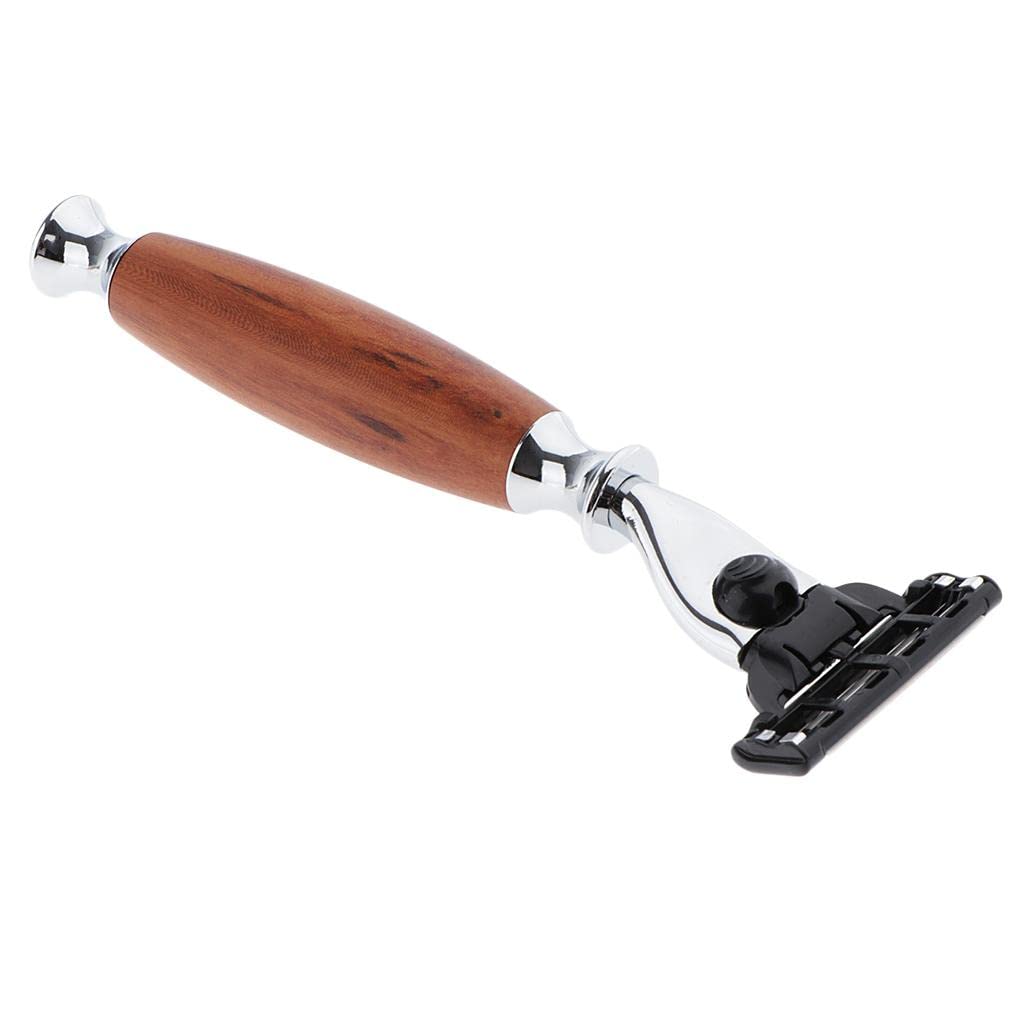 Cepillo de barba para evitar tirones con mango largo de madera marrón 8