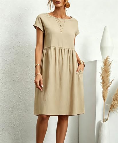 Robe casual solide à taille haute ajustée pour affiner la silhouette - 2