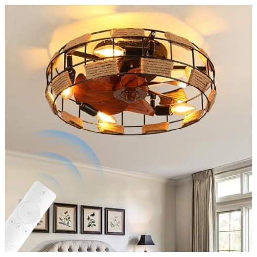 Ventilador De Techo Con Lámpara Vintage Cuerda De Cáñamo Lampara De Techo Con Ventilador Silencioso Reversible Lámpara De Dormitorio Con Mando A Distancia Luces De Comedor Sala De Estar Salón Cocina