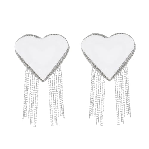 Image of ZGMYC Sparkly Rhinestones Metal Chain Nipple Cover with Tassel, Reusable Adhesive Pasties Sexy Bra Body Chain