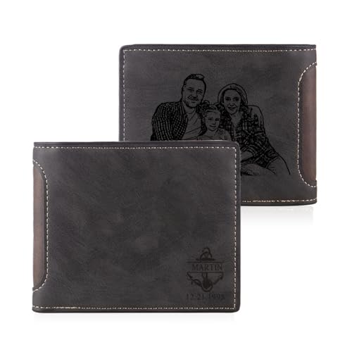 Image of Fathers Day Wallet Gift for Dad,Personalized Custom Photo & Name Wallets for Men Husband,Customized Leather Picture Wallet for Father's Day,Valentine's Day (Style 5)