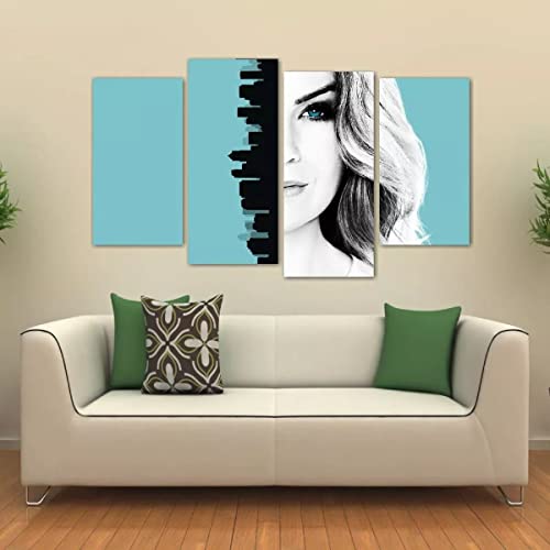 Quadro Decorativo Grey's Anatomy Escritório Tecido 4 Peças 1