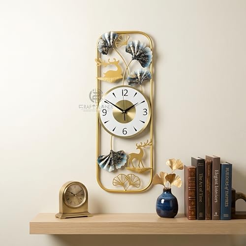 Image of Craft2lance 24-Inch Wall Clock Decor Art Sculpture for Home & Office | Modern Large Deer Metal Wall Clock for Living Room, Bedroom, Restaurant & Cafe | Stylish Decorative Timepiece (60 cm)