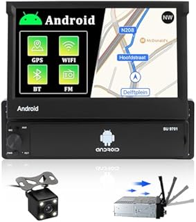 CAMECHO Android 10 Autoradio 1 Din mit Navi, 7 Zoll Flit Out Bildschirm Bluetooth Freisprecheinrichtung/FM&RDS/WiFi/USB/Lenkradsteuerung/Mirror Link+Rückfahrkamera