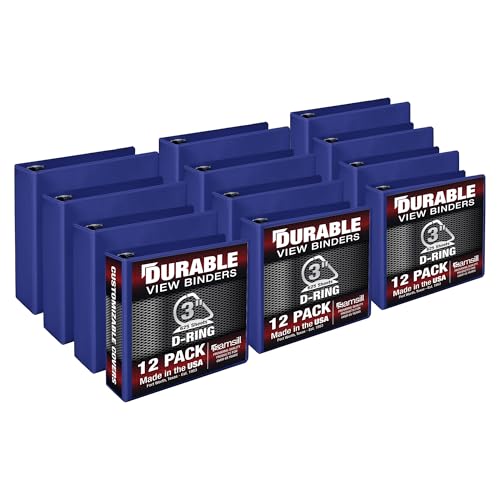 Image of Samsill Durable 3 inch 3 Ring Binder, D Ring Binder, 100% Recycled Chipboard, Blue, 12 Pack